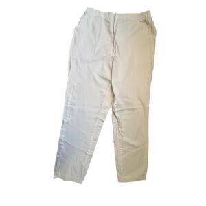 Croft & Barrow Womens White Stretch Pants Regular Large Elastic Cotton Blend